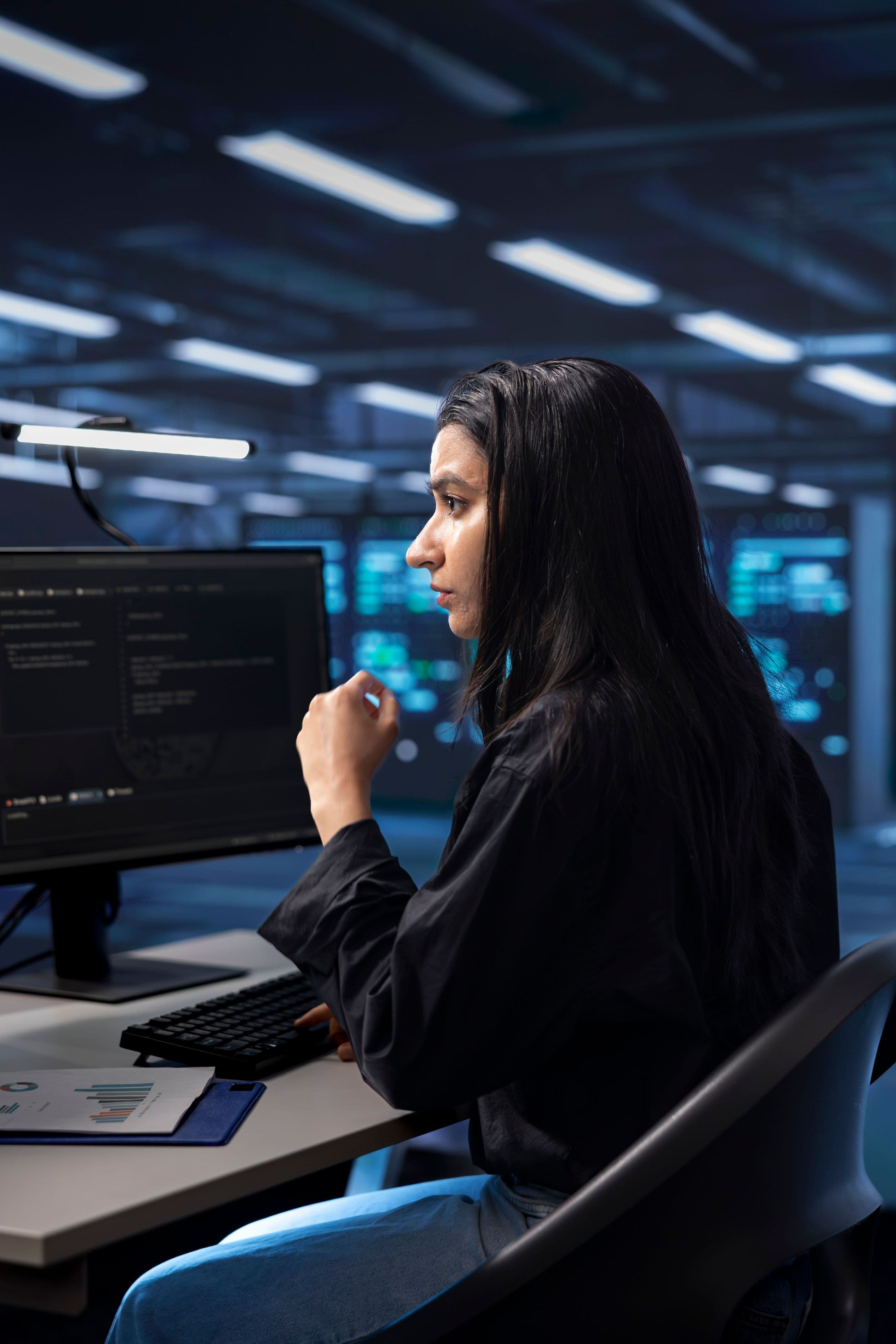 Специалист по кибербезопасности за работой Специалист по кибербезопасности за работой